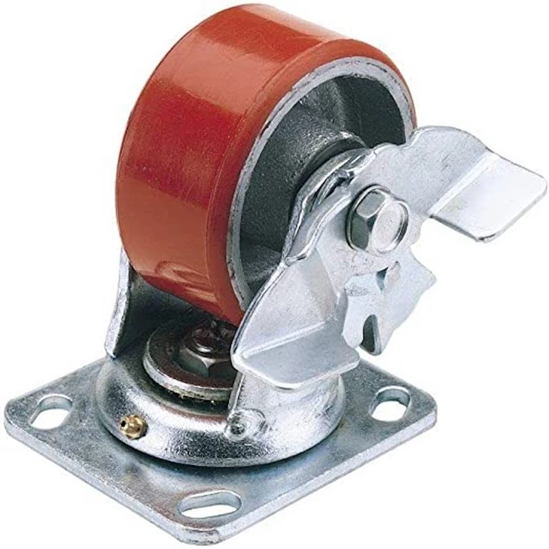 Draper 65533 200 mm-Diameter Polyurethane Castor Swivel Plate with Brake - Image 1
