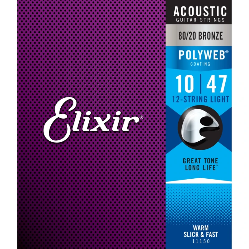 Elixir Acoustic 12-String Light Polyweb Strings - .010-.047 Gauge