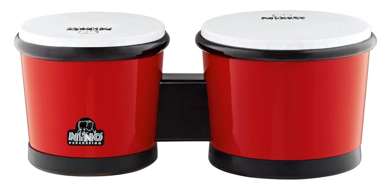 Nino Percussion Molded ABS Bongo - Musical Instrument for Children from 4 Years - 2 Hand Drums - ABS Plastic, Red (NINO19R)