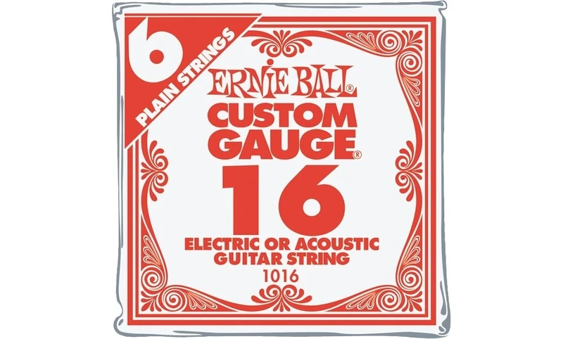 Ernie Ball Nickel Plain Single Guitar String .016 Gauge 6-Pack
