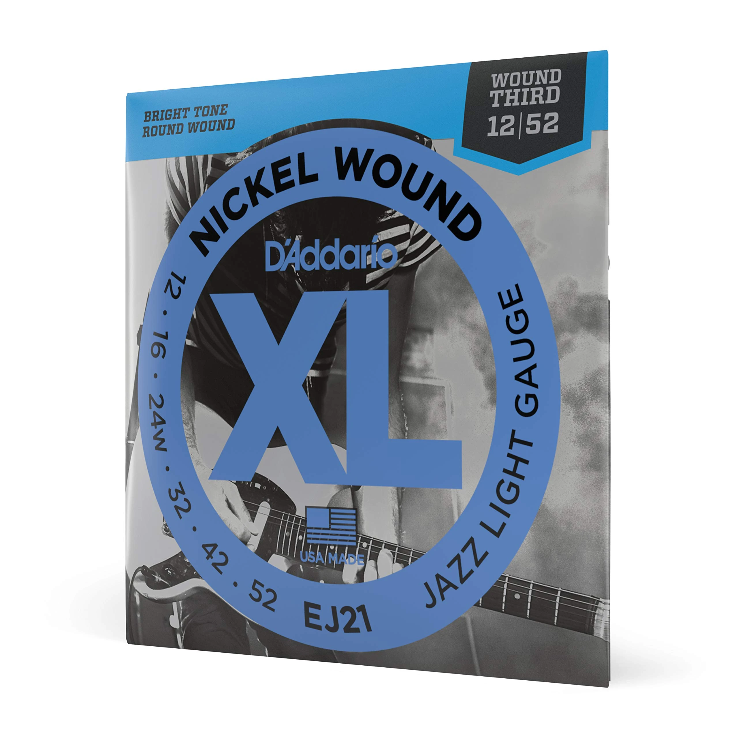 D'Addario EJ21 Nickel Wound Electric Guitar Strings, Jazz Light, 12-52