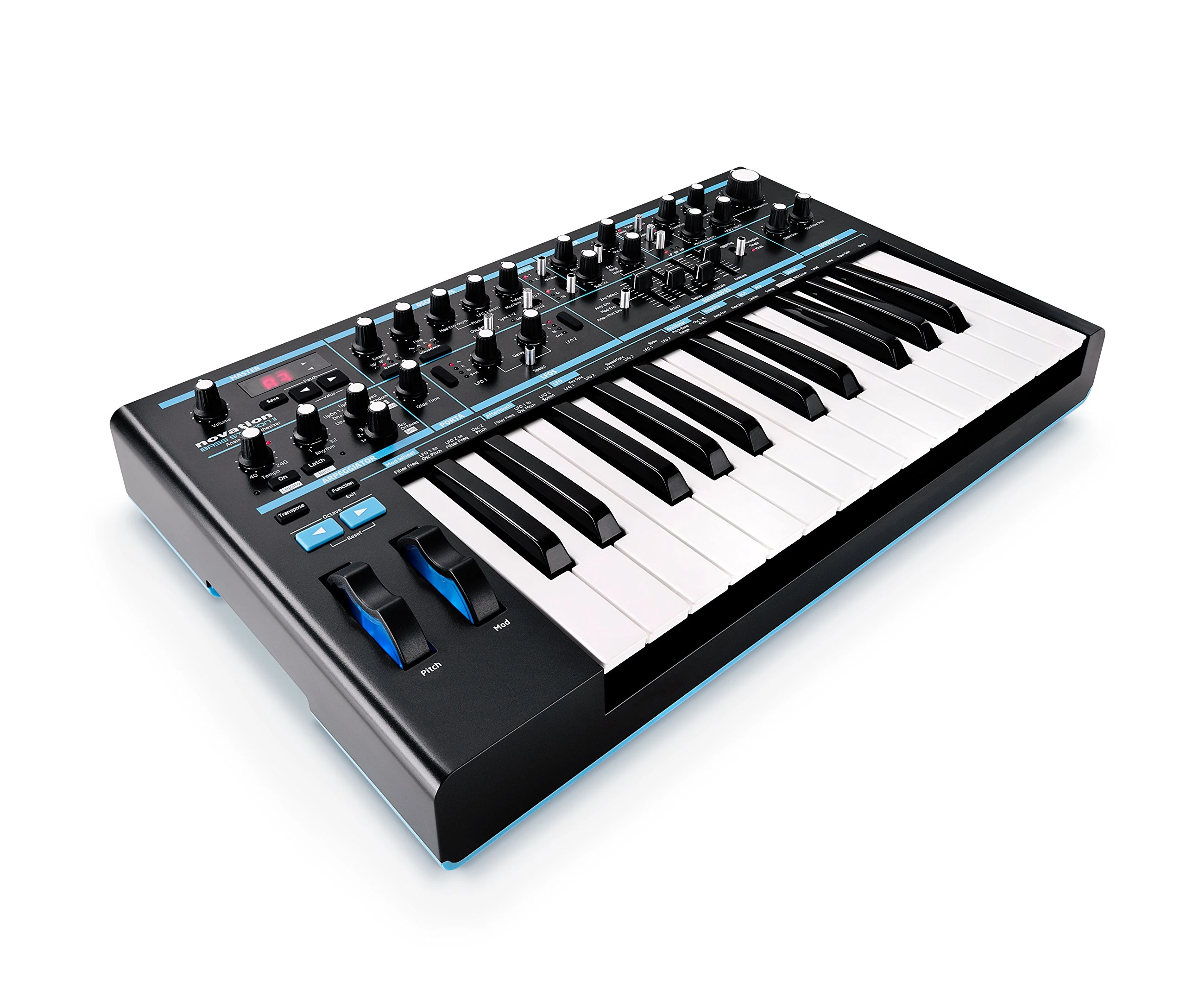 Novation Bass Station II Analogue Monosynth – includes 64 factory patches, pattern-based step sequencer and arpeggiator, two oscillators plus an additional sub oscillator
