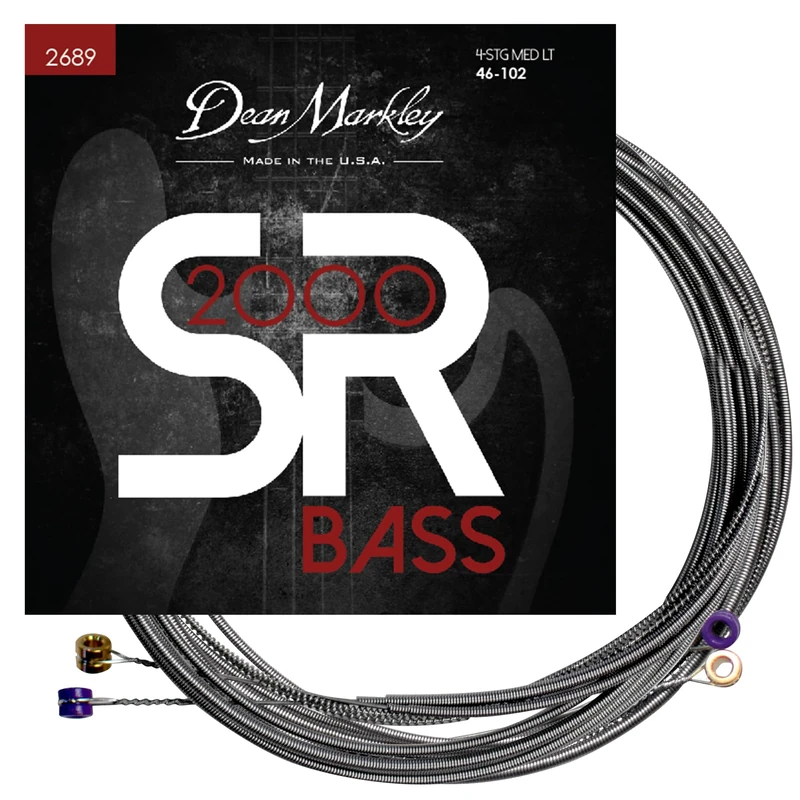 Dean Markley SR2000 Stainless Steel Bass Guitar Strings 4 String Set, 46-102 Medium Light 4 String Bass Guitar, Silky Smooth Bass Strings with Long Lasting and Full Tone, Made in the USA