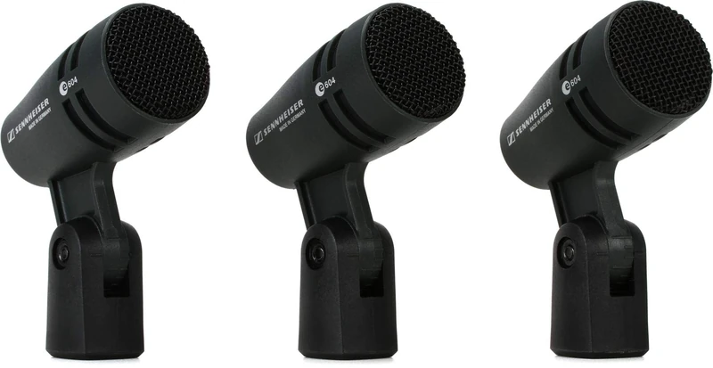 Sennheiser e 604 Dynamic Cardioid Instrument Microphone - 3-Pack | For Drum Kit & Percussion Recording | Compact Clip-Mount Design | Black (506667)