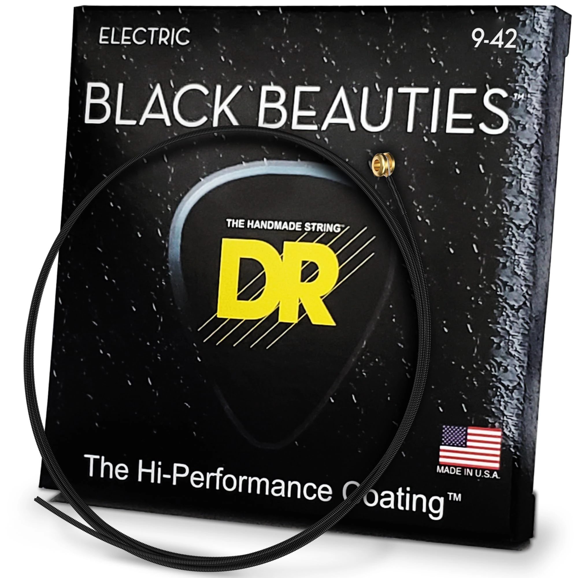 DR Strings BLACK BEAUTIES™ - BLACK Coloured Electric Guitar Strings: Light 9-42