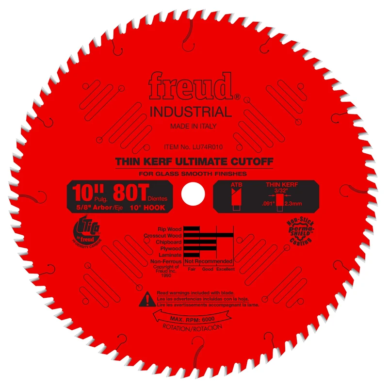 Freud LU74R010: 10" Thin Kerf Ultimate High Production Cut-Off Saw Blade