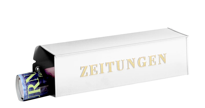 Burg Wächter 472598 Metal Newspaper Box with Embossed German Text "Zeitungen", White, 808 W - Image 1