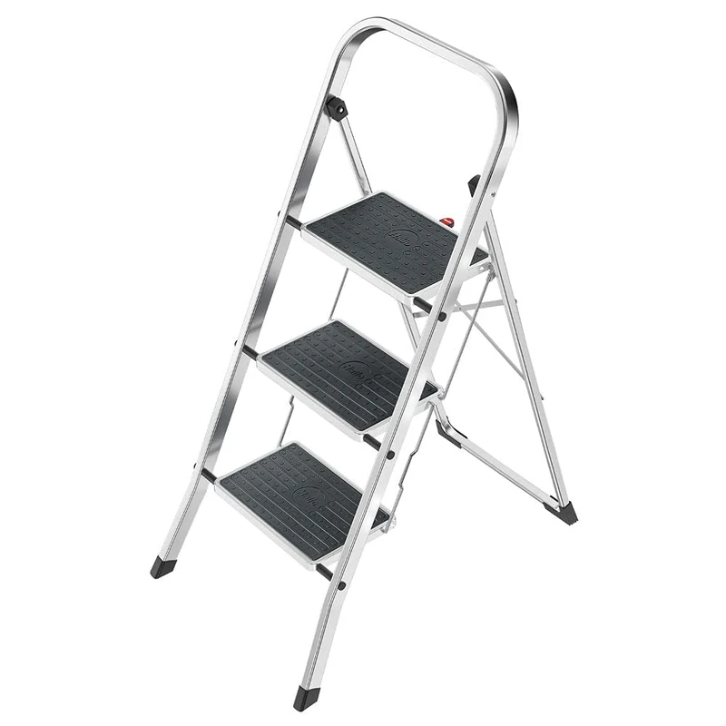 Hailo K30 150 kg Capacity Aluminium Household Steps (3 Steps) ,Black, Stainless Steel,4393-801