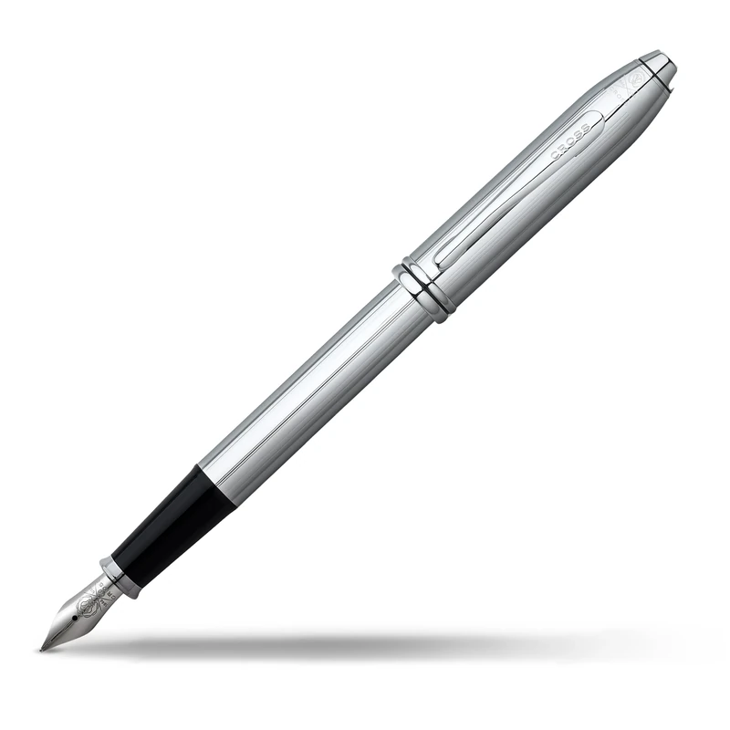CROSS Townsend Lustrous Chrome Fountain Pen with Fine Nib incl. Luxury Gift Box / Refillable Cartridge Pen