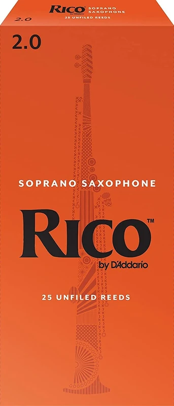 D’Addario Woodwinds - Rico Soprano Sax Reeds - Soprano Saxophone Reeds - Soprano Reeds Crafted for Beginners, Students, Educators - Strength 2.0, 25-Pack