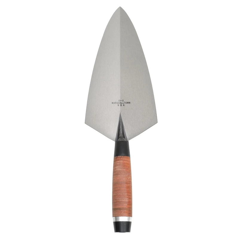 Marshalltown 19l Brick Trowel 11in - Leather Handle, silver