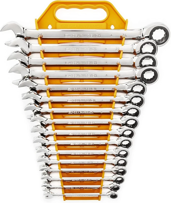 GearWrench 9416 72 Tooth 12 Pt. Ratcheting Combination Wrench Set, 16 Pc.