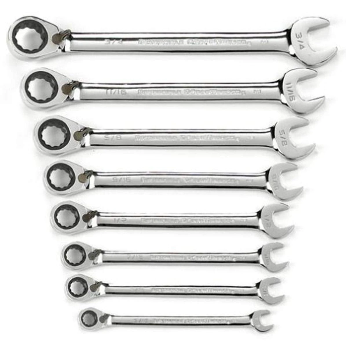 GearWrench 8 Piece 72-Tooth 12 Point Reversible Ratcheting Combination SAE Wrench Set | 9533N