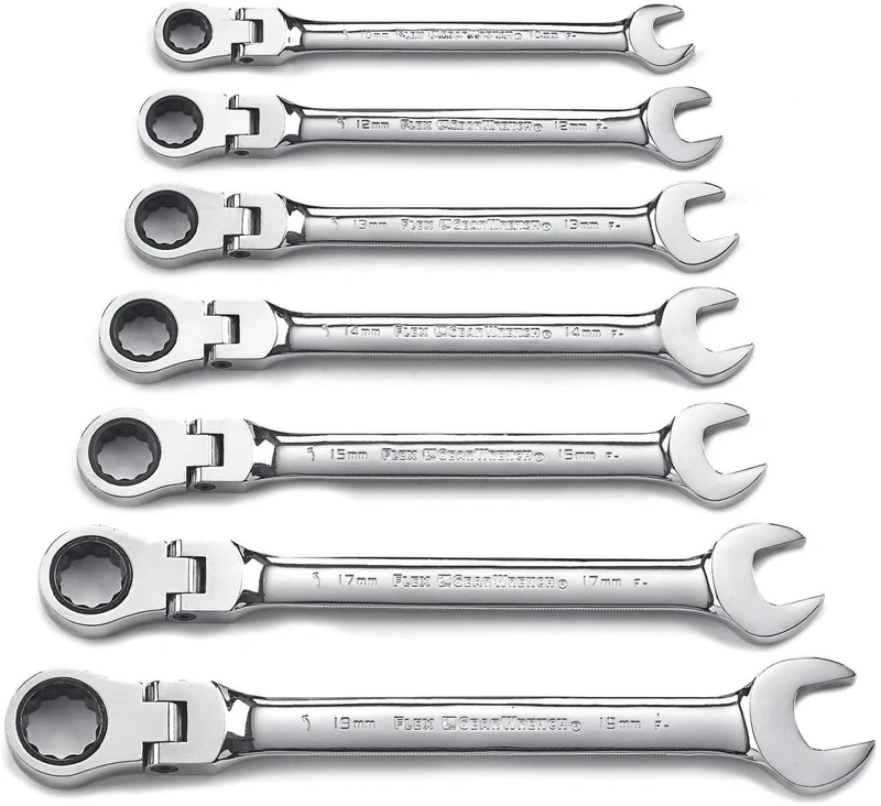 GearWrench 9900D Flex Combination Ratchet Wrench Set 12 Pt., 7 Piece