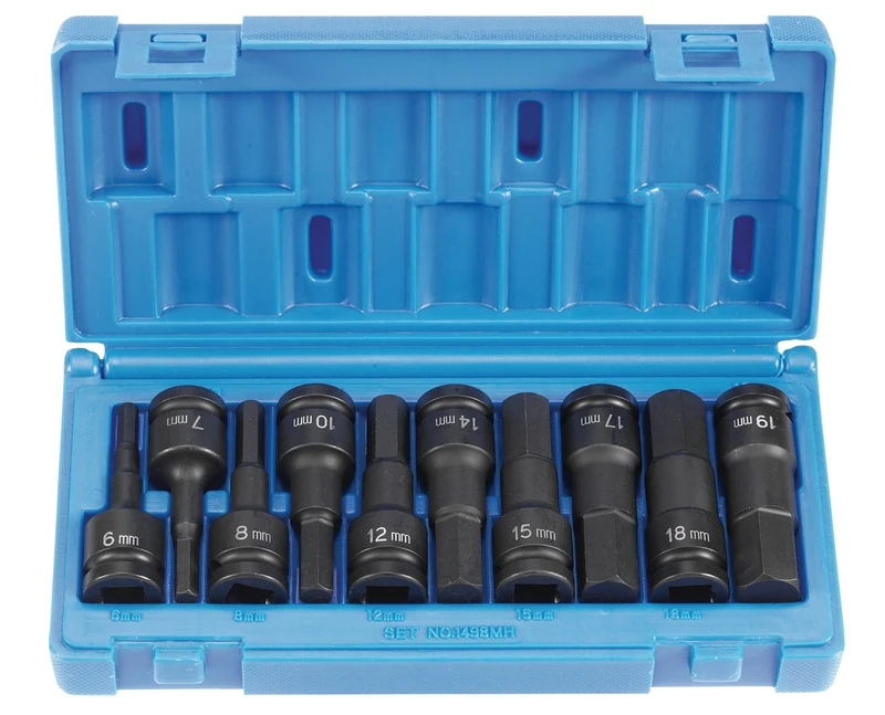 Grey Pneumatic (1498MH 1/2" Drive 10-Piece Metric Hex Driver Socket Set