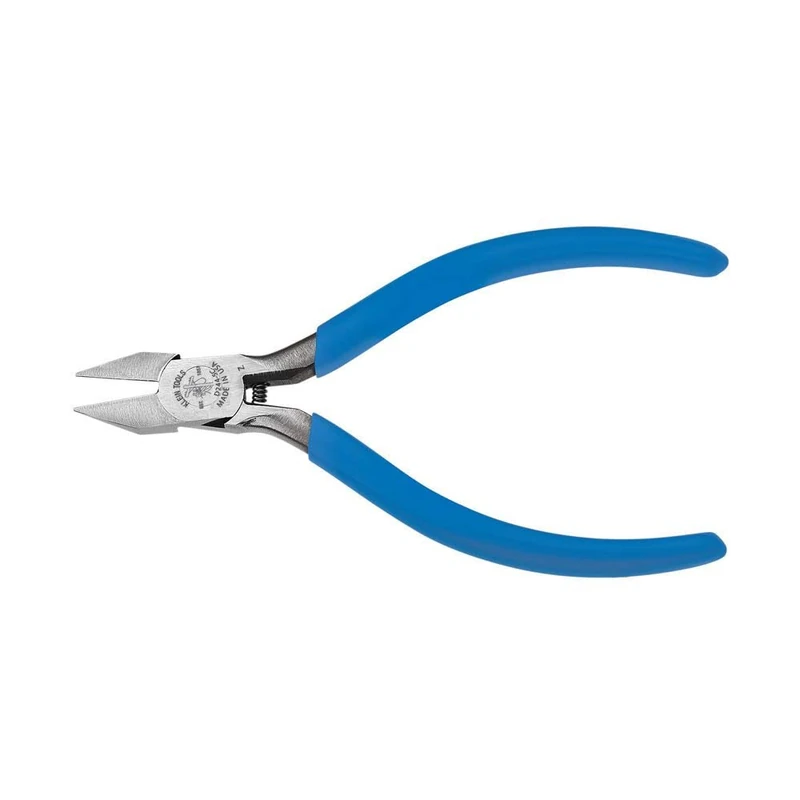 Klein Tools D244-5C Pliers, Diagonal Cutting Electronics Pliers with Pointed Nose, Narrow Jaw and Hinge, 5-Inch