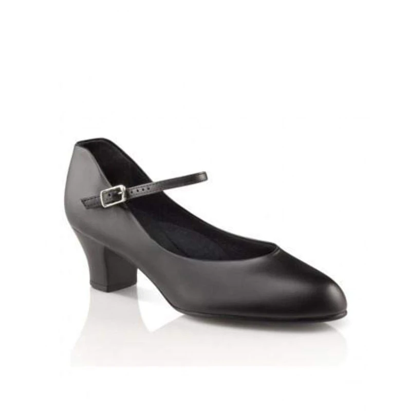 Capezio Women's Jr. Footlight Character Shoe – Soft PU Upper, Moisture Absorbent Lining for Comfort, Durable Design, Ideal for Dance, 1.5" Heel, Black, Size 4.5 MUS