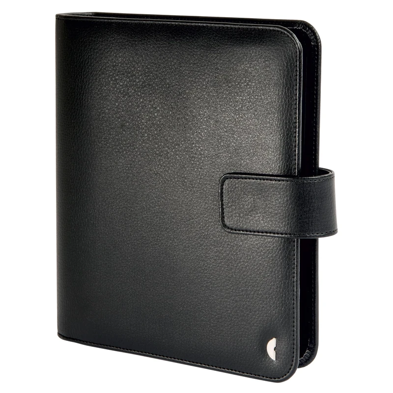 Chronoplan 50103 Refillable Diary/Organiser/Diary Folder Made of Faux Leather (A5 Format (220 x 240 mm) with Flap Ring Binder Without Calendar Black