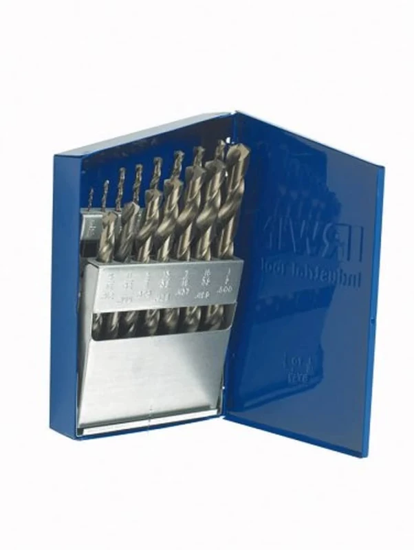 IRWIN 63137 Cobalt Alloy Steel Fractional Straight Shank Jobber Length Metal Index Drill Bit Set, 15-Piece