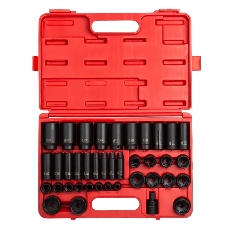 SUNEX Tools 2668, 1/2 Inch Drive Master Impact Socket Set, 39-Piece, SAE, 3/8" - 1-1/2", Standard/Deep, Cr-Mo Steel, Heavy Duty Storage Case, Includes Universal Joint