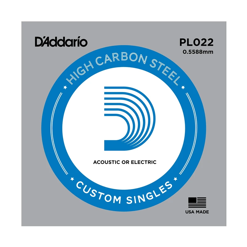 D'Addario PL022 0.022 Plain Steel Single String for Guitar