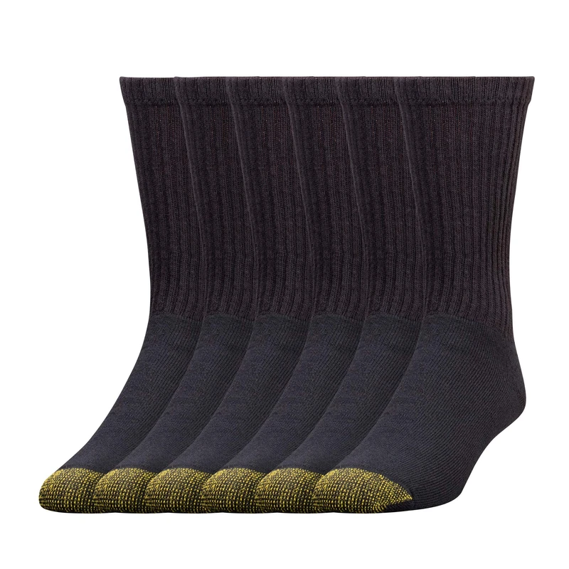 Gold Toe Men's 656s Cotton Crew Socks, Multipairs athletic socks, Black (6-pairs), L UK
