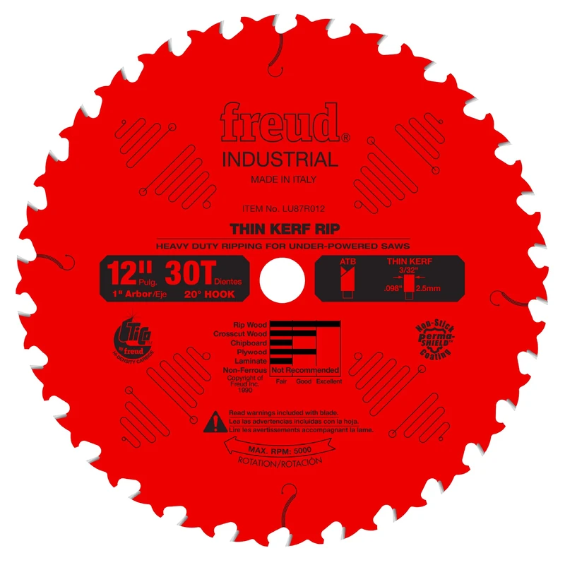 Freud 12" x 30T Thin Kerf Rip Blade (LU87R012)