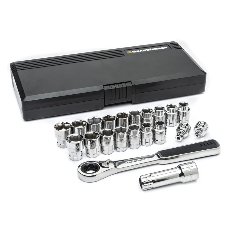 GearWrench 8921 Drive Pass-Thru™ 6 Point SAE/Metric Tool Set, 3/8", 21 Piece - Image 1
