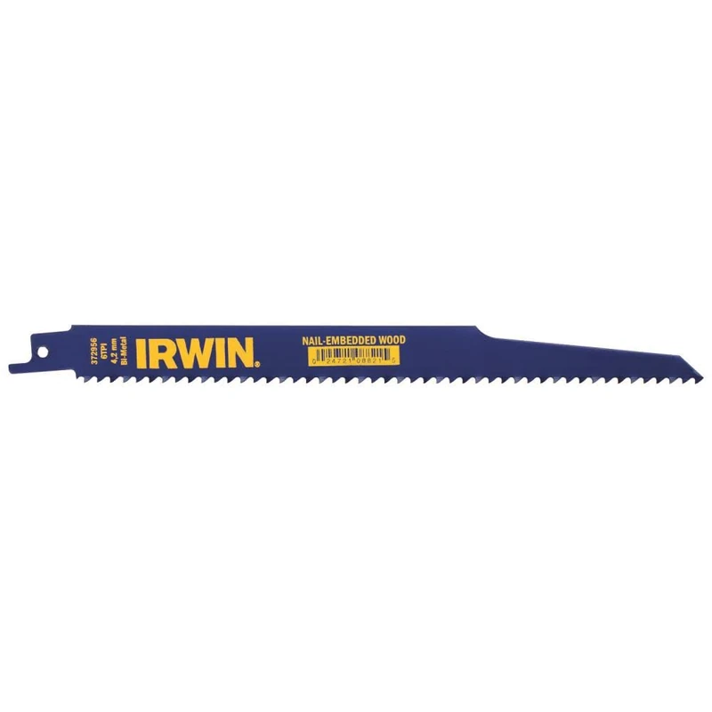 IRWIN Reciprocating Saw Blades, Wood with Nails, 6-Inch, 6 TPI, 25-Pack (372656B) - Image 1