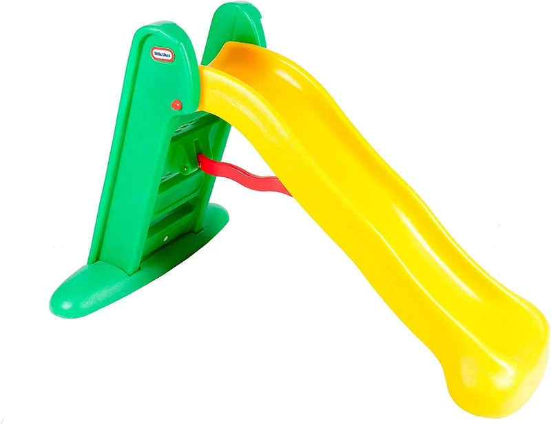 little tikes Easy Store Large Slide - Playset for Indoor or Outdoor Use - Durable, Stable, Kid-Safe - Folds for Easy Travel & Storage - Yellow & Green