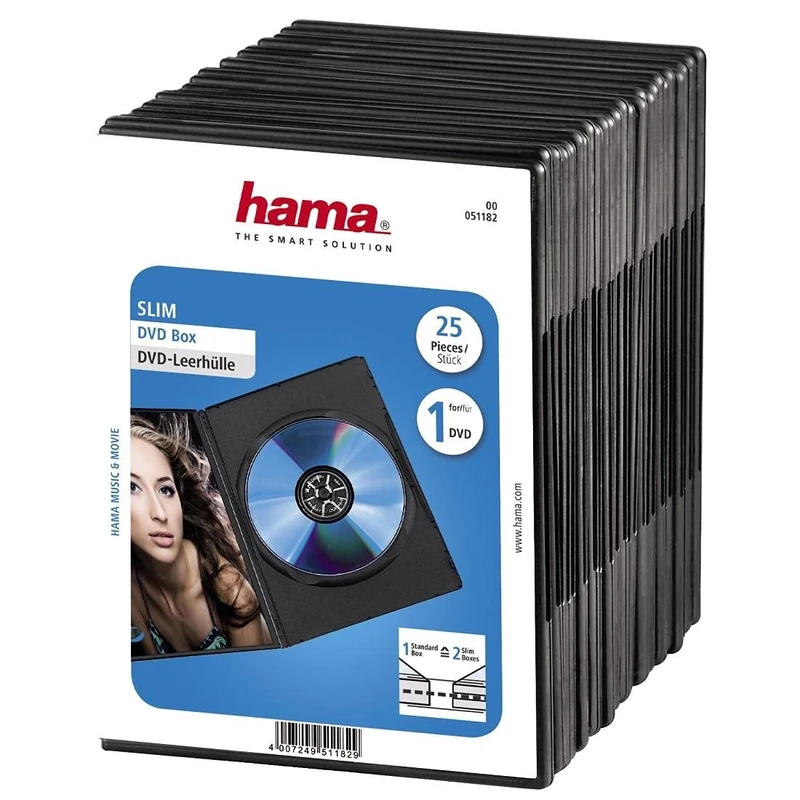 Hama Slim DVD Jewel Case Pack of 25 | Black