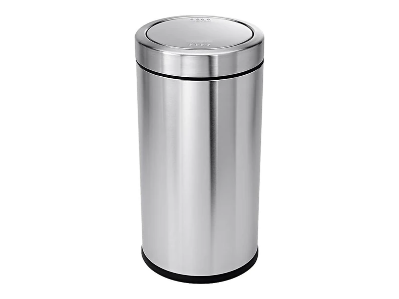 simplehuman CW1442 55L Swing Top Office Business Commercial Bin, Large Capacity, Balanced Swing Lid, Lift-Off Lid, Non-Skid Base, Inner Bucket, Brushed Heavy-Gauge Stainless Steel