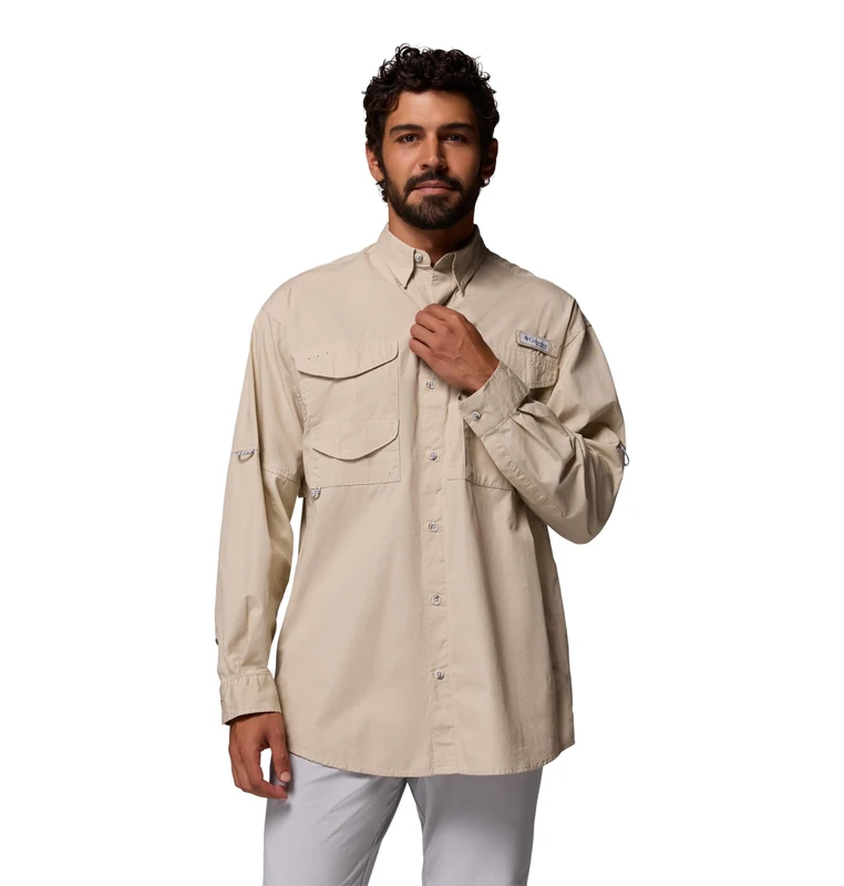 Columbia Men's Bonehead Long Sleeve Shirt, Fossil, Small