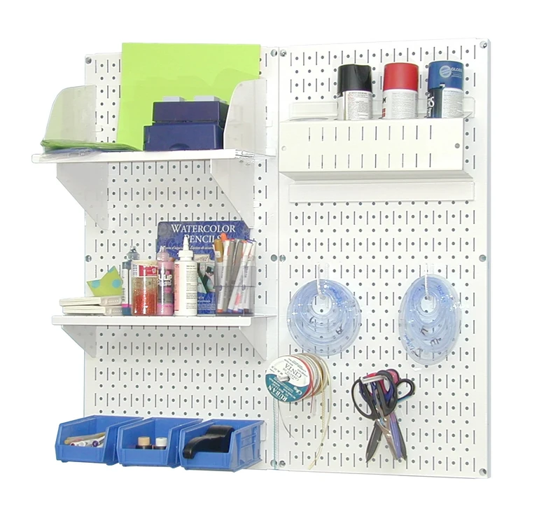 Wall Control Pegboard Garden Supplies Storage and Organization Garden Tool Organizer Kit with Metallic Pegboard and Red Accessories