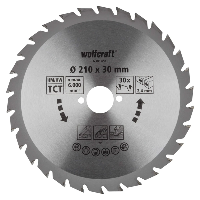 wolfcraft TC Circular Hand Saw Blade, Green Series I 6381000 I Fast, Medium-coarse cuts - Image 1