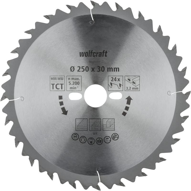 wolfcraft TC Circular Table Saw Blade, Green Series I 6660000 I Quick, Medium-coarse cuts