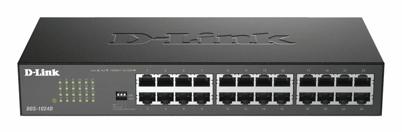 D-Link DGS-1024D/B 24‑Port Gigabit Unmanaged Desktop Switch, Hub, Internet Splitter, Metal, Fanless, Plug and Play - UK Model black DGS-1024D/B