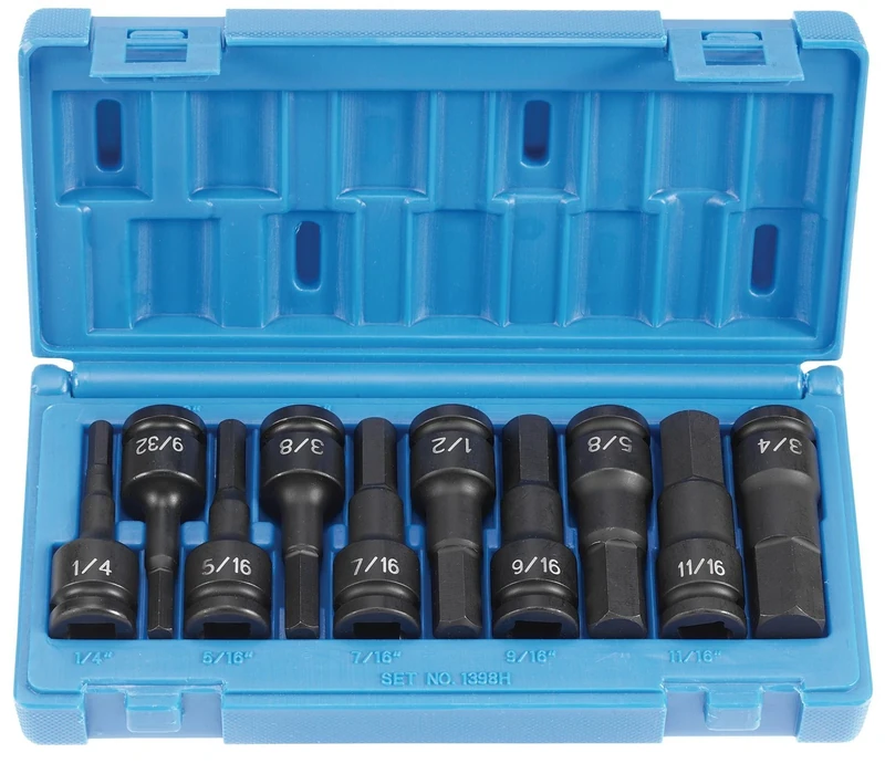 Grey Pneumatic (1398H 1/2" Drive 10-Piece Hex Driver Socket Set