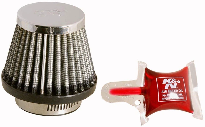 K&N Universal Clamp-On Air Filter: High Performance, Premium, Replacement Filter: Flange Diameter: 1.6875 In, Filter Height: 2.375 In, Flange Length: 0.625 In, Shape: Round Tapered, RC-2490