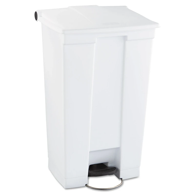 Rubbermaid Commercial 23gal HDPE Step On Mobile Trash Can - White
