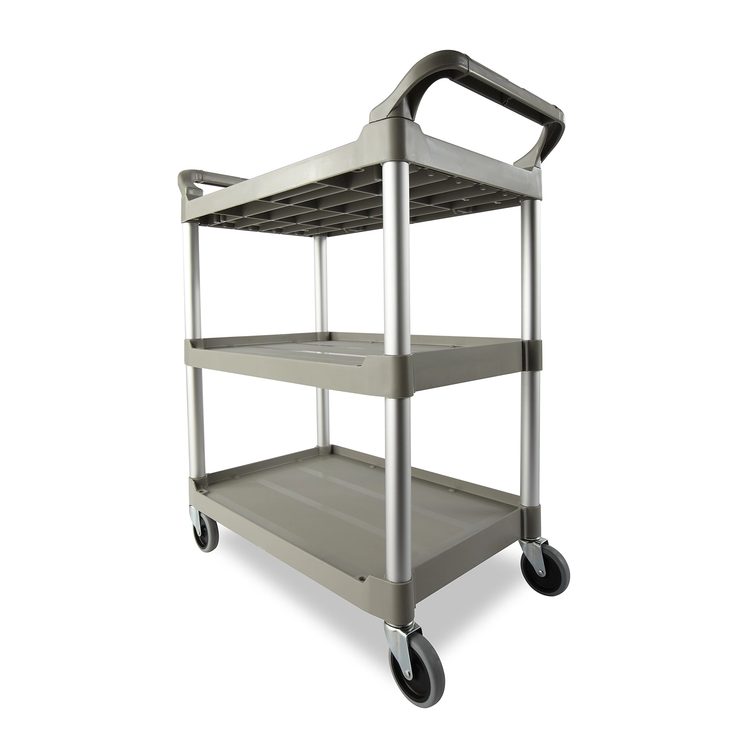 Rubbermaid Commercial Plastic 3 Shelve Service Cart - Platinum