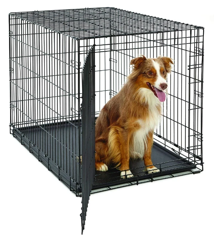 MidWest Homes for Pets Large LifeStages Single Door 106 cm Folding Dog Crate, Enhanced Security, Includes Leak-Proof Pan, Divider Panel, Handle, Rubber Feet