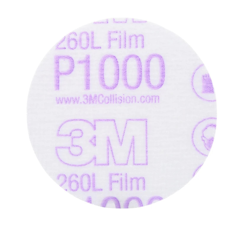 3M Hookit Finishing Film Abrasive Disc 260L, 00909, 3 in, P1000, 50 discs per carton