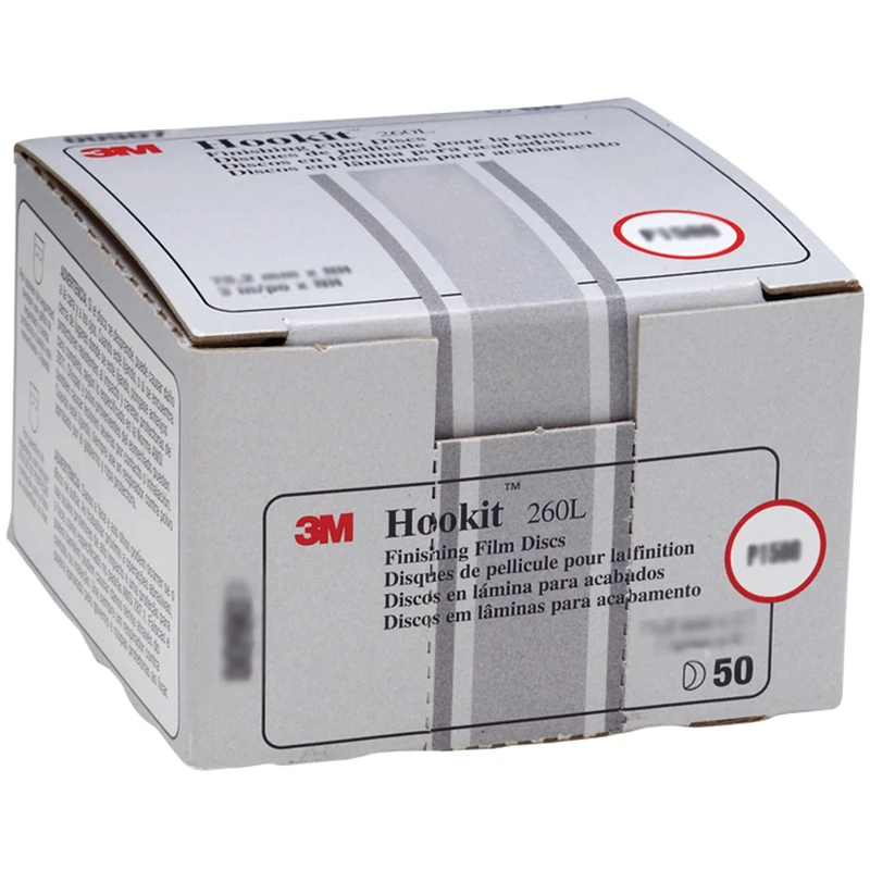 3M Hookit Finishing Film Abrasive Disc 260L, 00911, 3 in, P600, 50 Discs per Carton, Gold