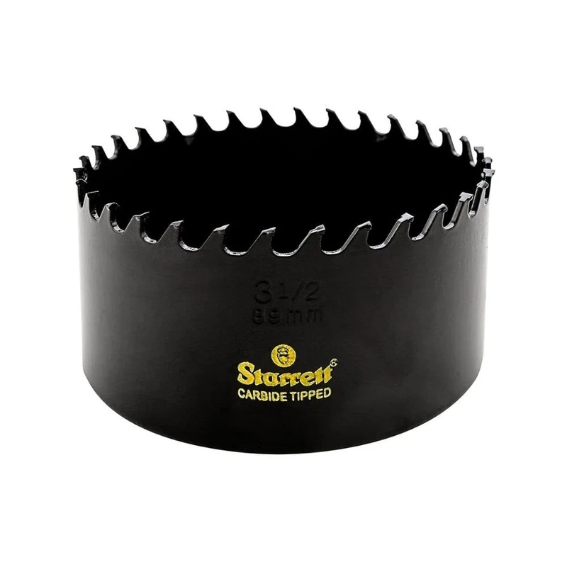 Starrett Tungsten Carbide Tipped Hole Saw - CT312 Deep Cut Holesaw Cutter - For Wood Suspended Flooring Reinforced Concrete & Fibreglass - 89MM