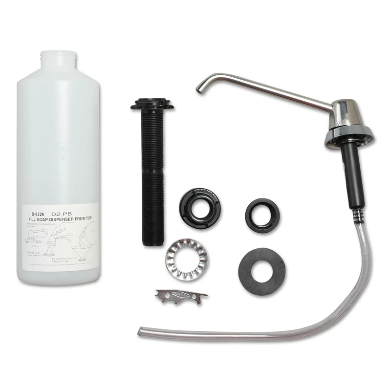 Bobrick 8226 Counter-Mounted Soap Dispenser, 34oz, Stainless Steel