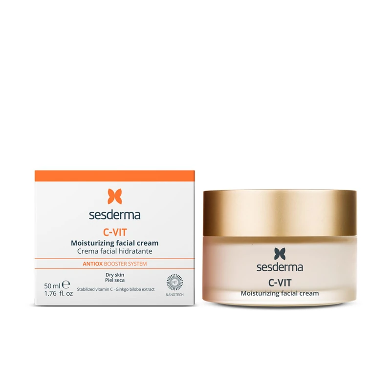Sesderma C-Vit Moisturising Facial Cream – Stabilized Vitamin C with Antiox Booster – Brightens, Firms & Hydrates – 50 ml