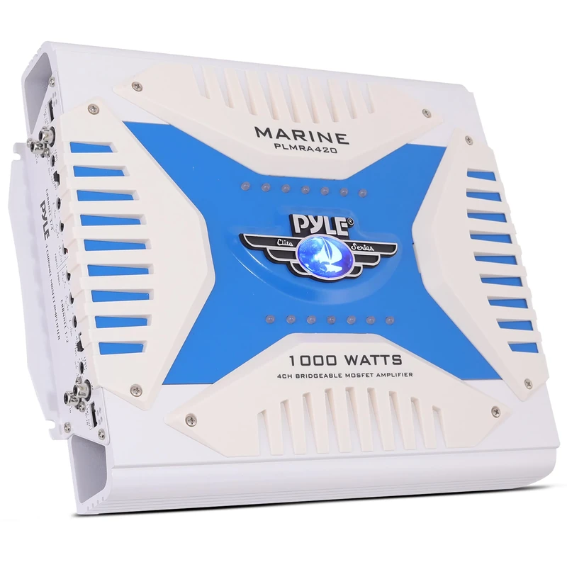 Pyle PLMRA420 1000W 4 Channel Waterproof Marine Bridgeable Mosfet Amplifier