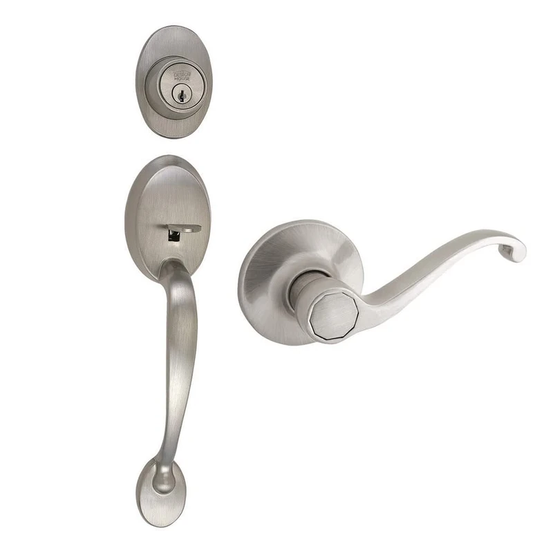 Design House 783514 Coventry 2-Way Latch Entry Handle Set with Lever, Keyway and Handle, Satin Nickel Finish - Image 1
