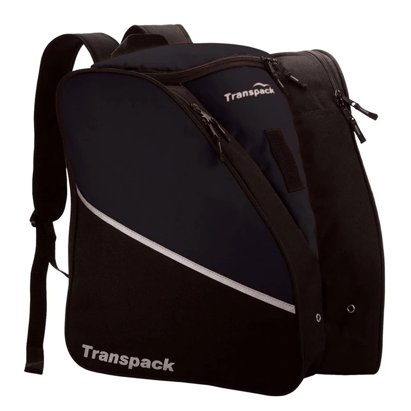 TRANSPACK Unisex Adults Edge Junior Water-Resistant Tough Durable Lightweight 43L Ski/Snowboard Boot Helmet Goggles & Gear Backpack Bag, Black